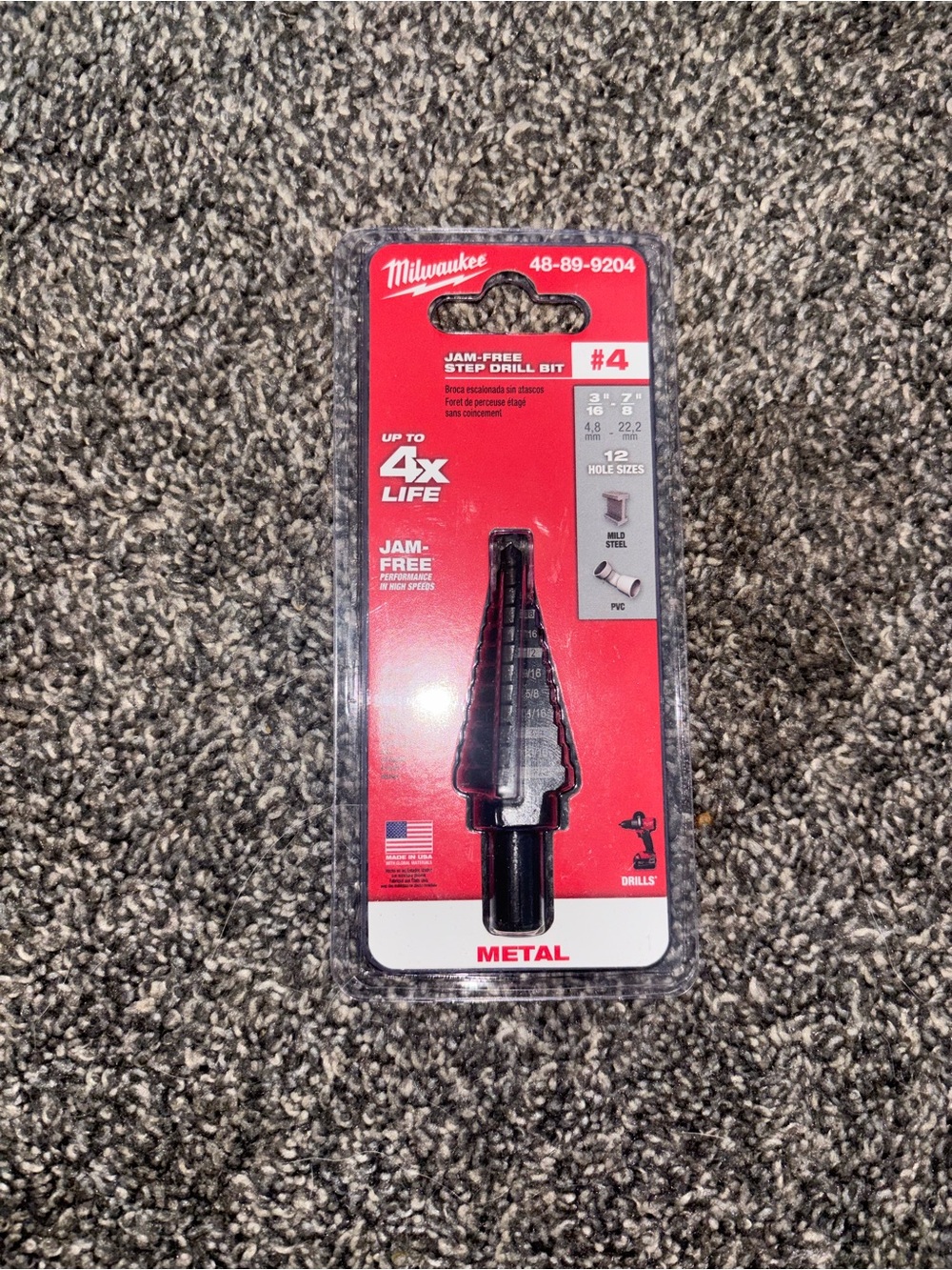 Milwaukee #4 Jam-Free Step Drill Bit - Black